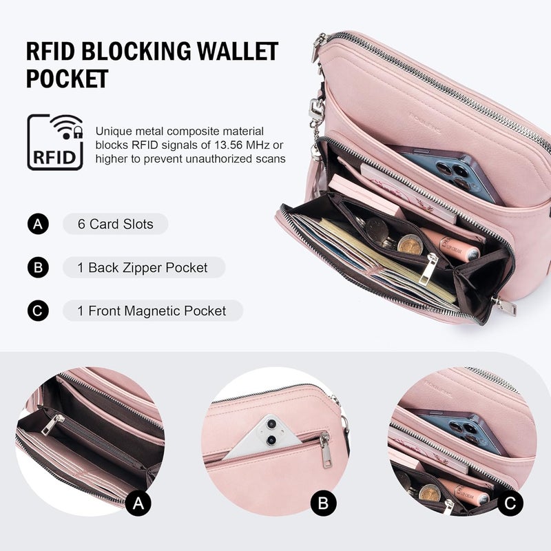 Roulens Crossbody Purse for Women Vegan Leather Medium Crossbody Wallet Bag for Travel Women Shoulder Handbags with Tassel - Image 3